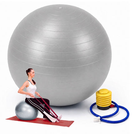 Anti-Burst Exercise Ball with Pump and Stopper, Max. 150 kg, Grey