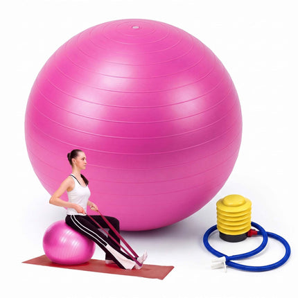 Anti-Burst Exercise Ball with Pump and Stopper, Max. 150 kg, Pink