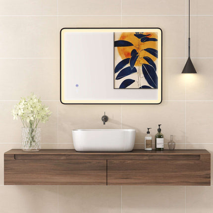 LED Badspiegel mit Antibeschlagfunktion, dimmbar, 80x60 cm