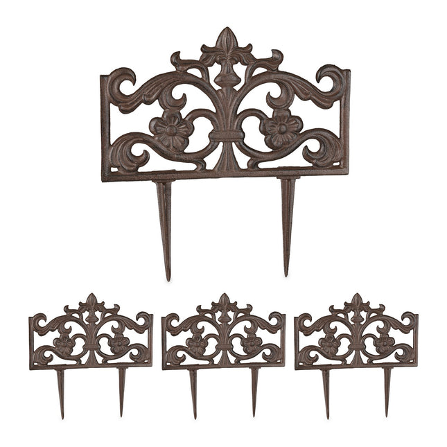 Antiker Gusseisen-Gartenzaun, 4 Paneele
