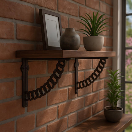 Antike gusseiserne Regalhalter, Kettendesign, 2er-Set