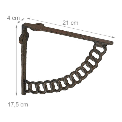 Antike gusseiserne Regalhalter, Kettendesign, 2er-Set