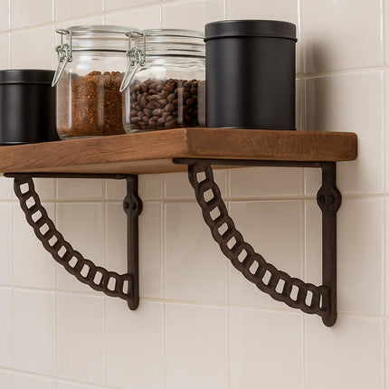 Antike gusseiserne Regalhalter, Kettendesign, 2er-Set
