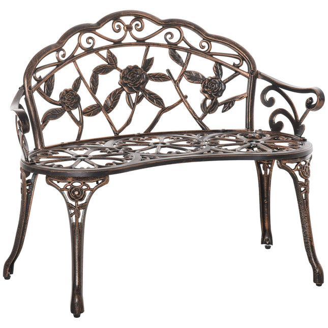 Banc de jardin en métal de style antique, bronze, 2 places