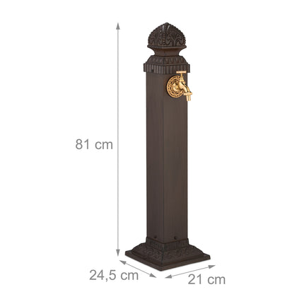 Antiker Gartenbrunnen aus Metall mit Wasserhahn, 81 cm