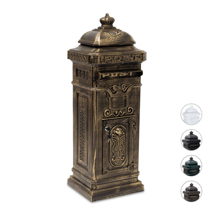 Boîte aux lettres autoportante en aluminium moulé de style antique