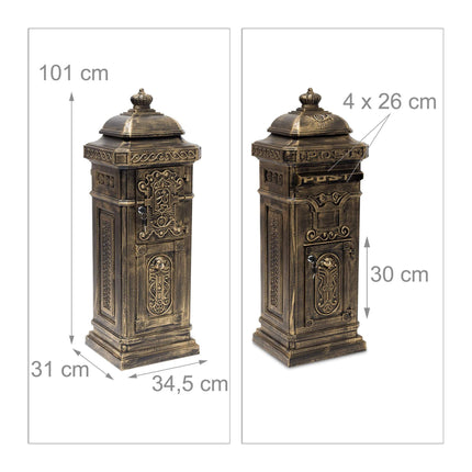 Boîte aux lettres autoportante en aluminium moulé de style antique