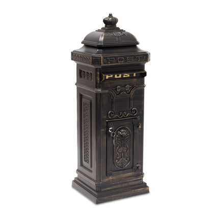 Boîte aux lettres autoportante de style antique, en aluminium moulé
