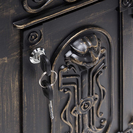Boîte aux lettres autoportante de style antique, en aluminium moulé
