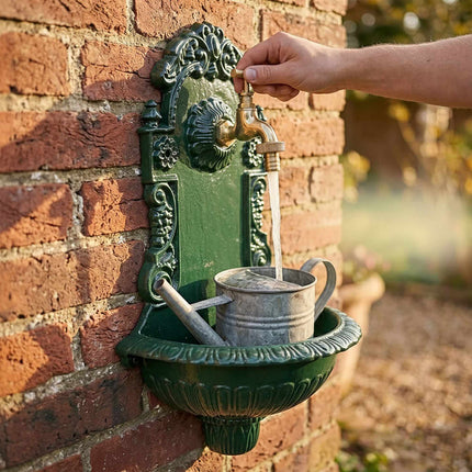 Fontaine murale grise de style antique, en aluminium moulé