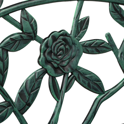 Antike Gartenbank mit Rosendekor