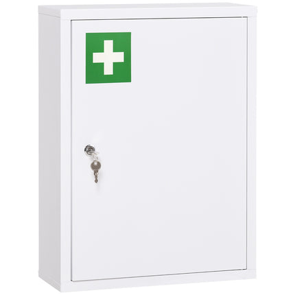 Wall-mounted Lockable pharmacy cabinet in steel, white 40x15x53.5 cm