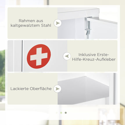 Wall-mounted pharmacy cabinet in steel, Lockable, White