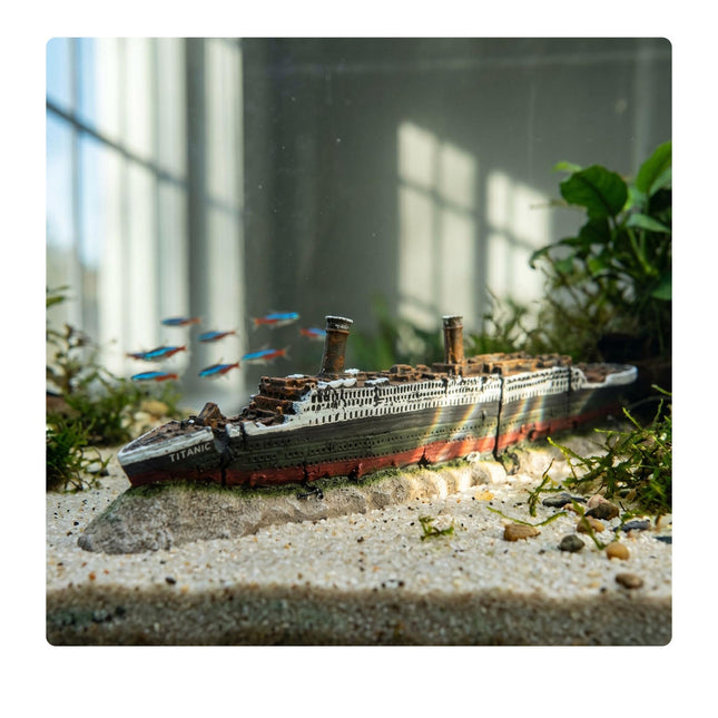 Décoration d'aquarium représentant l'épave du Titanic, en résine non toxique