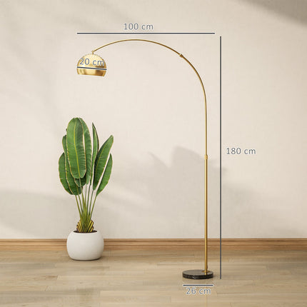 Bogenlampe, Marmorfuß, 180 cm, Schwarz/Gold