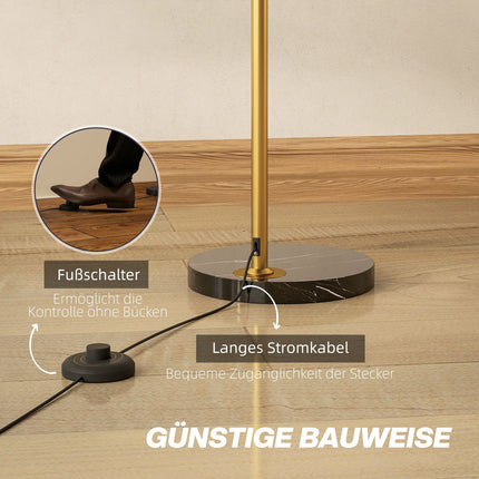 Bogenlampe, Marmorfuß, 180 cm, Schwarz/Gold