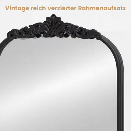 Miroir mural arqué avec cadre baroque doré orné
