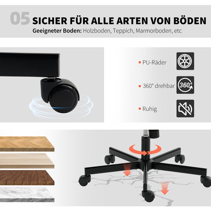 Bürostuhl ohne Armlehnen, Kunstleder, höhenverstellbar, Beige