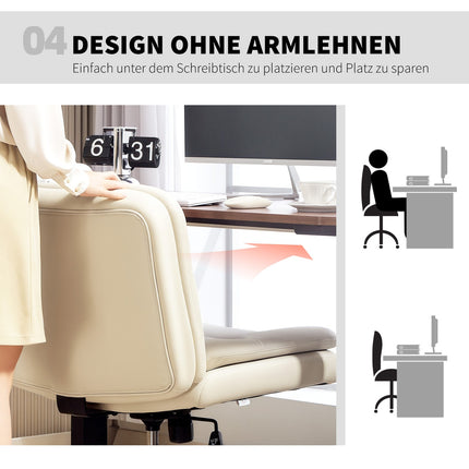 Bürostuhl ohne Armlehnen, Kunstleder, höhenverstellbar, Beige