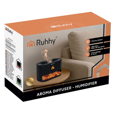 Aroma Diffuser Humidifier, 250ml, LED Fireplace Effect