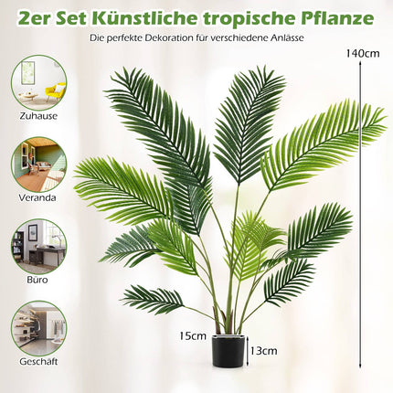 Ensemble de palmiers artificiels Areca, 140 cm, décoration intérieure