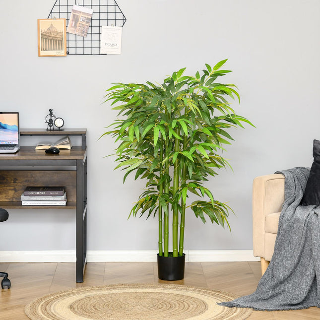 Bambou artificiel grande plante artificielle de 140 cm, plantes artificielles en plastique en pot, bambou artificiel avec 780 feuilles comme de vraies pour salon, chambre à coucher, bureau, jardin, décoration moderne