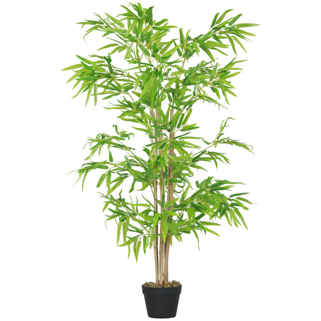 Bambou artificiel grande plante artificielle de 150 cm, plantes artificielles en plastique en pot, fausse plante en bambou comme du vrai avec de la mousse artificielle pour salon, chambre à coucher, bureau, jardin, décoration moderne