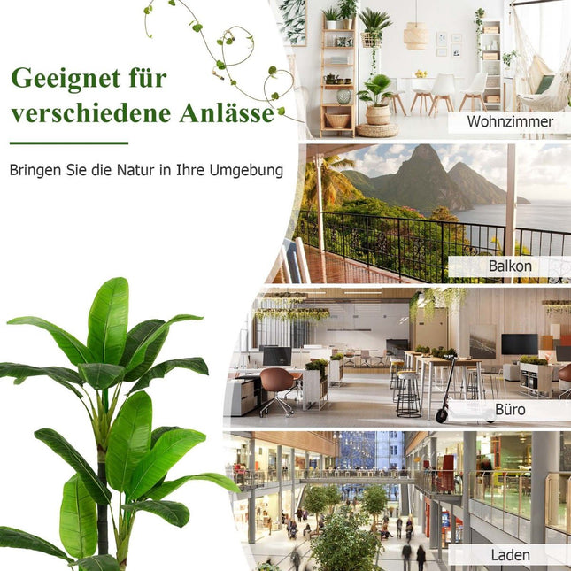 Künstlicher Bananenbaum, 150 cm, 18 Blätter, PEVA-Material