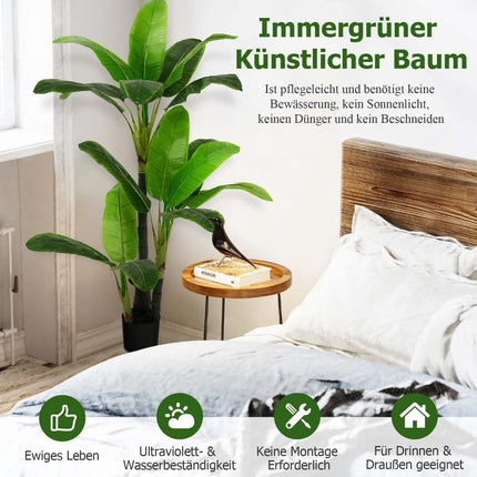 Künstlicher Bananenbaum, 150 cm, 18 Blätter, PEVA-Material