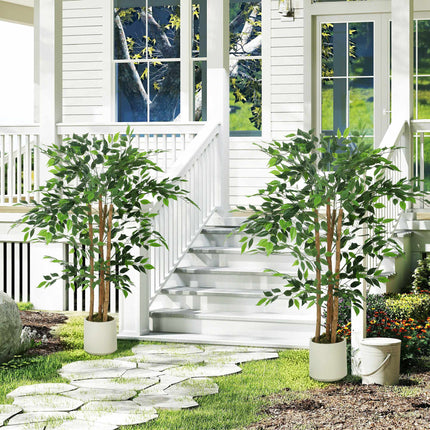 Banyan artificiel 120 cm, tronc en bois massif