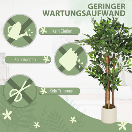 Banyan artificiel 120 cm, tronc en bois massif