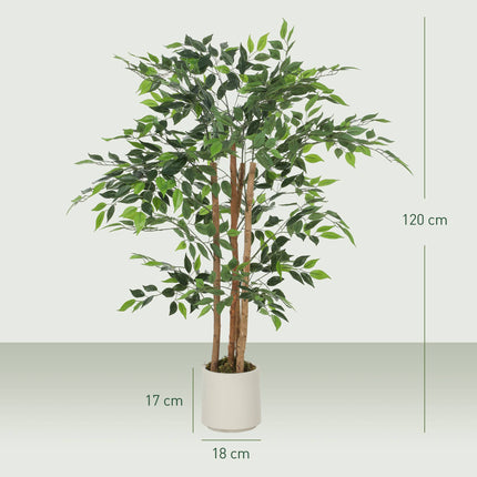 Banyan artificiel 120 cm, tronc en bois massif