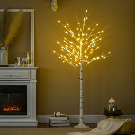 Künstliche Birke mit LED-Beleuchtung, weiße Rinde, 180 cm