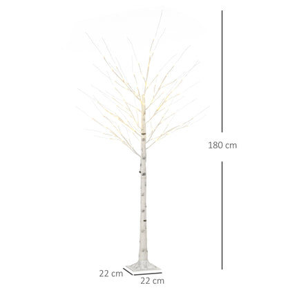 Künstliche Birke mit LED-Beleuchtung, weiße Rinde, 180 cm