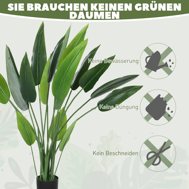Künstliche Strelitzienpflanze, 110 cm, Zementtopf