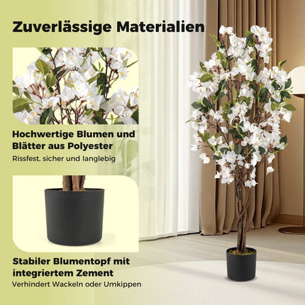 Bougainvillier artificiel, 120 cm, fleurs blanches
