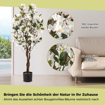 Bougainvillier artificiel, 120 cm, fleurs blanches