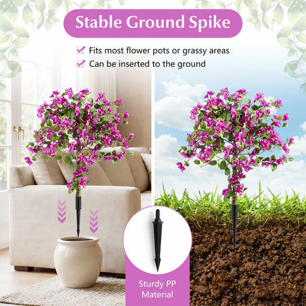 Künstliche Bougainvillea-Bäume, 110 cm mit Erdspieß, 2er-Pack