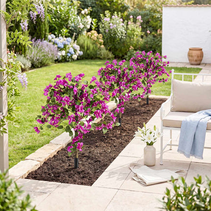 Künstliche Bougainvillea-Bäume, 110 cm mit Erdspieß, 2er-Pack