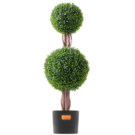 Artificial Boxwood Double Ball Topiary Trees, 36 Inch, Set of 2
