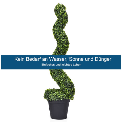 Künstliche Buchsbaum-Spiralbäume, 2er-Set, 120 cm, getopft