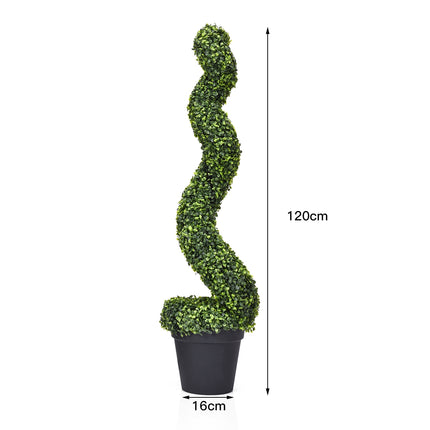 Künstliche Buchsbaum-Spiralbäume, 2er-Set, 120 cm, getopft
