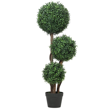 Topiaire de buis artificiel, motif à trois boules, 100 cm, vert