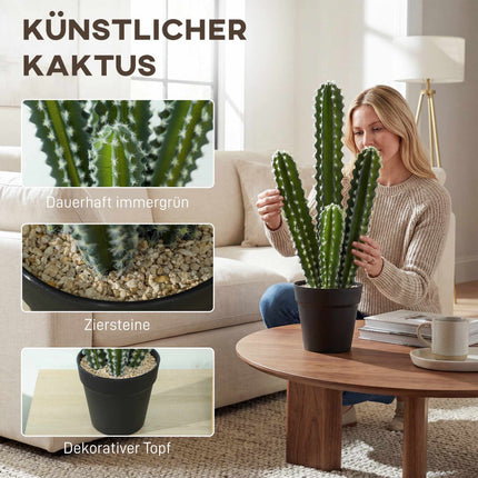 Cactus artificiel en pot - 53 cm, sans entretien