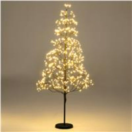 Künstlicher Zedernbaum beleuchtet 120 cm, 800 warmweiße LEDs, Schwarz