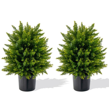 Arbres topiaires artificiels en cèdre, lot de 2, 55 cm, résistants aux UV