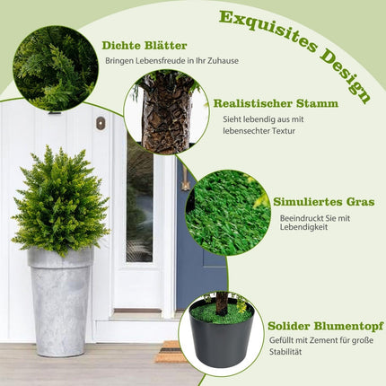 Arbres topiaires artificiels en cèdre, lot de 2, 55 cm, résistants aux UV