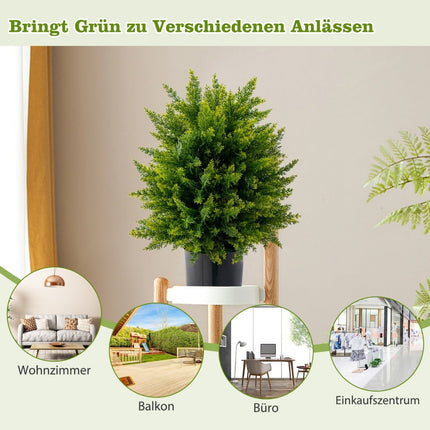 Arbres topiaires artificiels en cèdre, lot de 2, 55 cm, résistants aux UV
