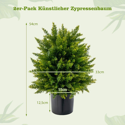 Arbres topiaires artificiels en cèdre, lot de 2, 55 cm, résistants aux UV