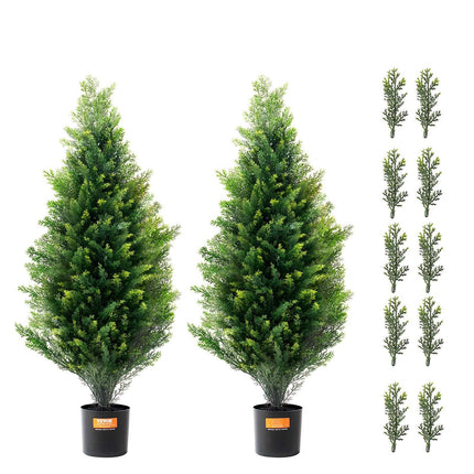 Artificial Cedar Topiary Trees, 36 Inch, 2 Pack, UV Rated